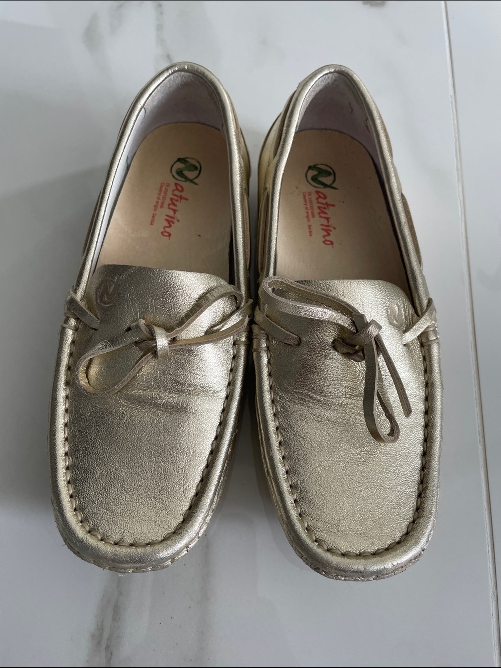 Naturino Girls Metallic Gold Moccasin Slip-Ons